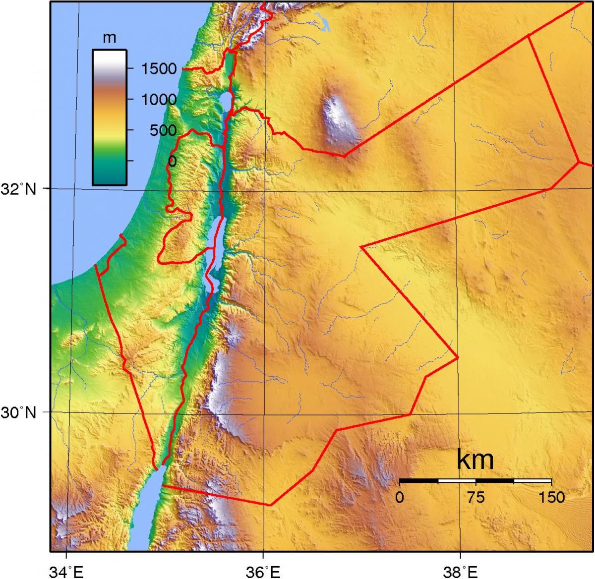 지도 요르단의 지형